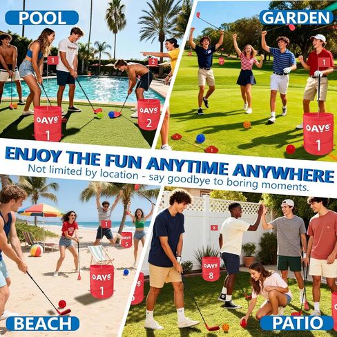 Backyard Golf Outdoor Games - Ultimate 9 Holes Golf Game Set with 3 Right + 1 Left Clubs, Lawn Golf Training for Adults & Amateur, Course Play Outdoor, Lawn, Park, Beach, Yard in Saudi Arabia