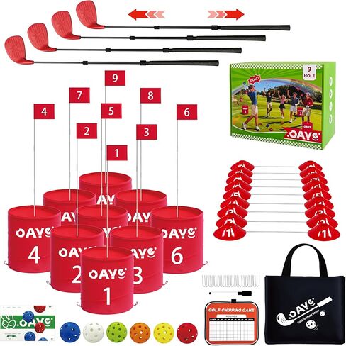 Backyard Golf Outdoor Games - Ultimate 9 Holes Golf Game Set with 3 Right + 1 Left Clubs, Lawn Golf Training for Adults & Amateur, Course Play Outdoor, Lawn, Park, Beach, Yard in Saudi Arabia