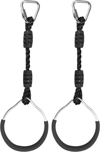 Hanging Ninja Gymnastic Ring Swing Monkey Bar Climbing Bar Jungle Fist For Outdoor Indoor Backyard Activities, 8 Pack Black Obstacle Course Rings Workout Playground Training Equipment Trapeze Play Set in Saudi Arabia