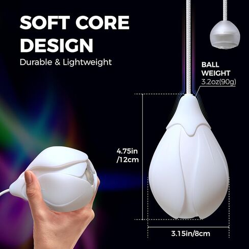 كرات POITOI LED Poi قابلة لإعادة الشحن، 34 لونًا نابضًا بالحياة ومقابض LED ناعمة مع حبل سميك قابل للتعديل، دعائم فنية لتدفق البطارية الطويلة - هدية رائعة للمبتدئين والمهنيين والراقصين in Kuwait