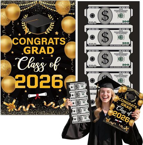 Graduation Gifts, Extra Large 2026 Graduation Money Card Holder with Bill & Card Slots, 14x9 Inch Oversize Funny Congrats Grad Cash Holder for High School College Grad Party Decor Supplies in Saudi Arabia