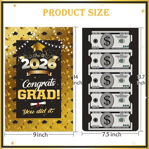 Graduation Gifts, Extra Large 2026 Graduation Money Card Holder with Bill & Card Slots, 14x9 Inch Oversize Funny Congrats Grad Cash Holder for High School College Grad Party Decor Supplies in Saudi Arabia
