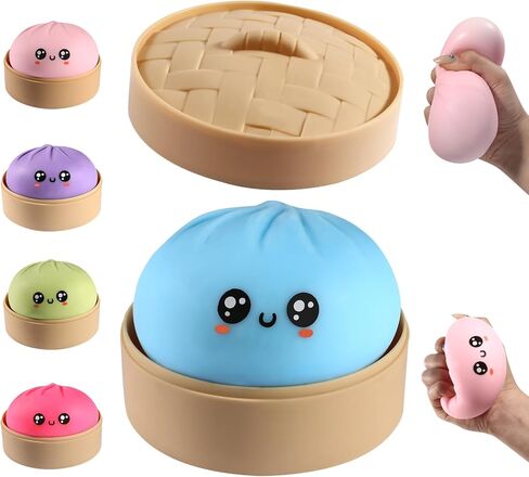 Dumpling Squishy, Dumpling Squishy Mystery Box, Cute Big Squishy Dumpling Stress Ball Fidget Sensory Toy for Adults Anxiety Relief, Novelty Squeeze Ball for Office Desk (Blue) in Saudi Arabia