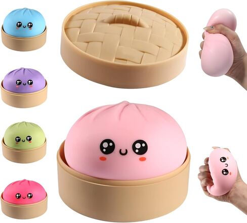 Dumpling Squishy, Dumpling Squishy Mystery Box, Cute Big Squishy Dumpling Stress Ball Fidget Sensory Toy for Adults Anxiety Relief, Novelty Squeeze Ball for Office Desk (Blue) in Saudi Arabia
