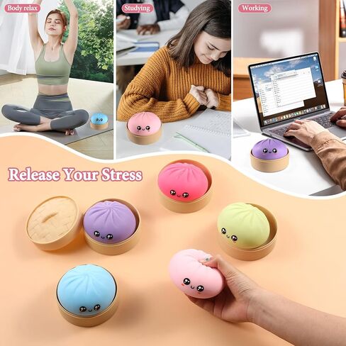 Dumpling Squishy, Dumpling Squishy Mystery Box, Cute Big Squishy Dumpling Stress Ball Fidget Sensory Toy for Adults Anxiety Relief, Novelty Squeeze Ball for Office Desk (Blue) in Saudi Arabia