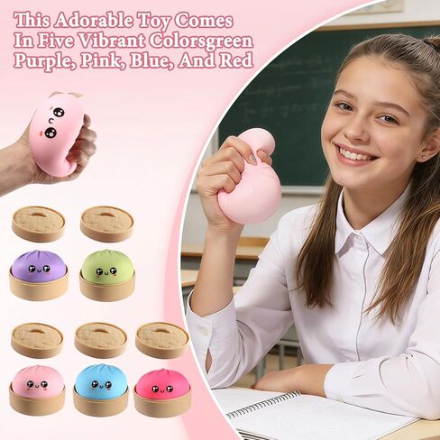 Dumpling Squishy, Dumpling Squishy Mystery Box, Cute Big Squishy Dumpling Stress Ball Fidget Sensory Toy for Adults Anxiety Relief, Novelty Squeeze Ball for Office Desk (Blue) in Saudi Arabia