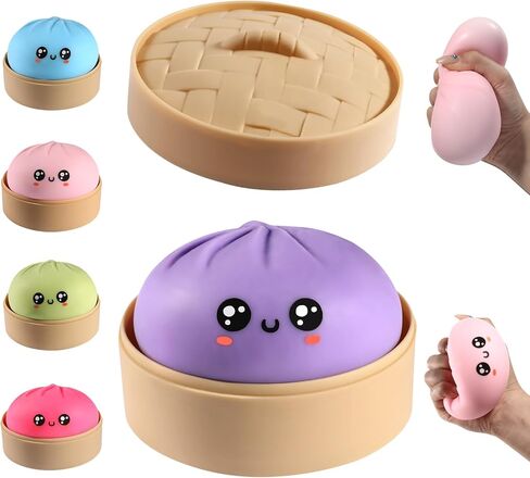 Dumpling Squishy, Dumpling Squishy Mystery Box, Cute Big Squishy Dumpling Stress Ball Fidget Sensory Toy for Adults Anxiety Relief, Novelty Squeeze Ball for Office Desk (Blue) in Saudi Arabia