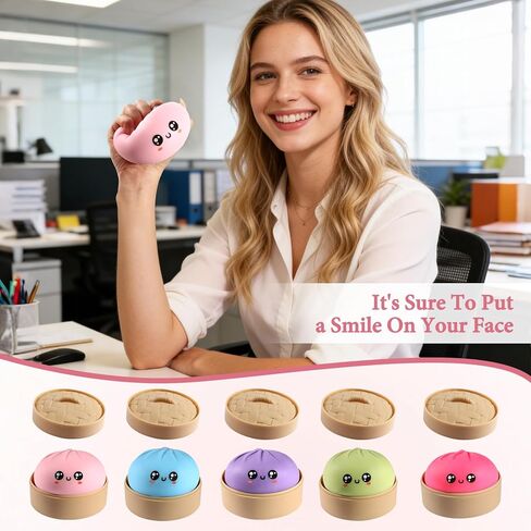 Dumpling Squishy, Dumpling Squishy Mystery Box, Cute Big Squishy Dumpling Stress Ball Fidget Sensory Toy for Adults Anxiety Relief, Novelty Squeeze Ball for Office Desk (Blue) in Saudi Arabia