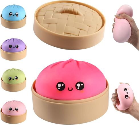 Dumpling Squishy, Dumpling Squishy Mystery Box, Cute Big Squishy Dumpling Stress Ball Fidget Sensory Toy for Adults Anxiety Relief, Novelty Squeeze Ball for Office Desk (Blue) in Saudi Arabia