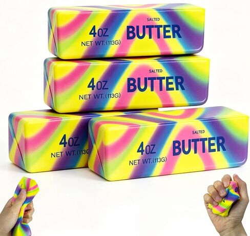 2PCS Butter Squishy Stress Toy, Realistic Butter Stick Fidget, Slow Rising Soft Squeeze Toy for Adults Stress Relief & Anxiety Relief, Sensory Desk Toy & Gift for Office Home (Dazzling Colors) in Saudi Arabia