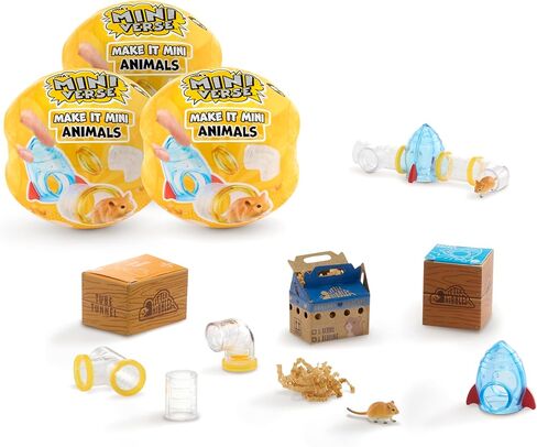 MGA's Miniverse Make It Mini Animals Series 2 (3 عبوات) مقتنيات صغيرة، حزمة عمياء، DIY، الحرف اليدوية، الراتنج، حيوانات طبق الأصل، جامعي، هدايا، 8+ in Kuwait