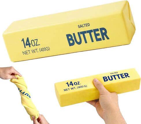 Slow Rebound Cute Butter Squeeze Stress Balls, 2026 New Squeeze Ball Realistic Butter Stick Soft Squeeze Toys, Upgrade Stress Relief Fidget Toys Wet Slow Rebound Stress Relief Toy (1, Yellow) (1Pcs) in Kuwait