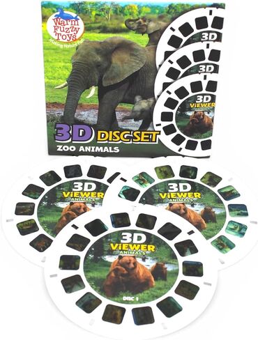 WARM FUZZY Toys Zoo Reels for Viewfinder – 3D Retro Viewer Slides for Kids & Adults, Classic Educational Toy, Includes 3 Reels with 21 HD Images in Kuwait