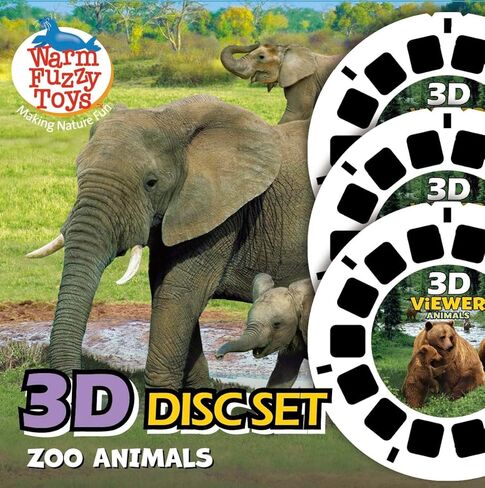 WARM FUZZY Toys Zoo Reels for Viewfinder – 3D Retro Viewer Slides for Kids & Adults, Classic Educational Toy, Includes 3 Reels with 21 HD Images in Kuwait