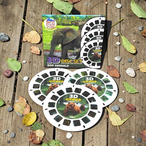 WARM FUZZY Toys Zoo Reels for Viewfinder – 3D Retro Viewer Slides for Kids & Adults, Classic Educational Toy, Includes 3 Reels with 21 HD Images in Kuwait