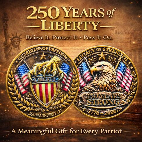 250th Anniversary USA Commemorative Coin Set with Wooden Gift Box, Patriotic Eagle & Liberty Bell Coins, 1776–2026 Freedom Keepsake, Veteran Gift, 250 Anniversary America Merchandise in Kuwait