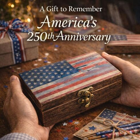 250th Anniversary USA Commemorative Coin Set with Wooden Gift Box, Patriotic Eagle & Liberty Bell Coins, 1776–2026 Freedom Keepsake, Veteran Gift, 250 Anniversary America Merchandise in Kuwait