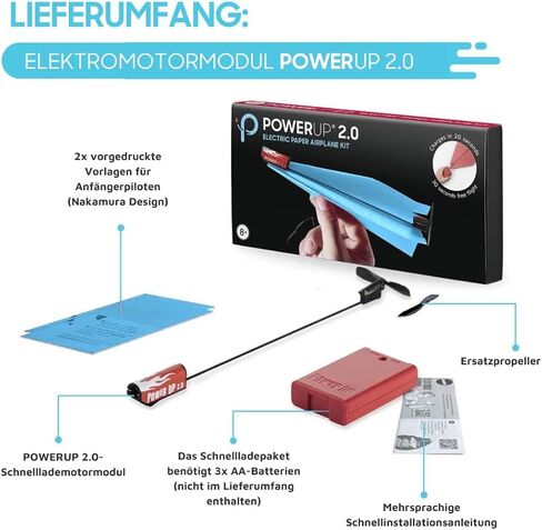مجموعة POWERUP 2.0 التعليمية - مجموعة أدوات تحويل الطائرات الورقية المزودة بمحرك وكتاب يضم 10 تصميمات مبتكرة مع تعليمات فيديو خطوة بخطوة in Kuwait