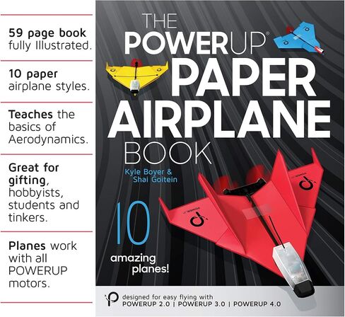 مجموعة POWERUP 2.0 التعليمية - مجموعة أدوات تحويل الطائرات الورقية المزودة بمحرك وكتاب يضم 10 تصميمات مبتكرة مع تعليمات فيديو خطوة بخطوة in Kuwait