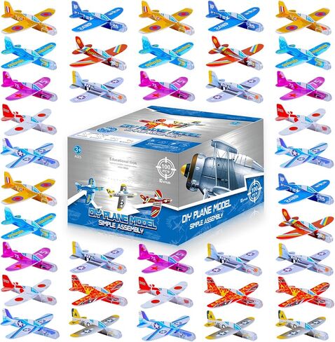 LUCKY GUESS Foam Gliders Planes Toys, Paper Airplane, Assorted Colors, Easy Assembly, Perfect for Party Favors & Classroom Prizes, Outdoor Flying Toys for Kids Boys and Girls (50 Pcs Foam Airplane) in Kuwait