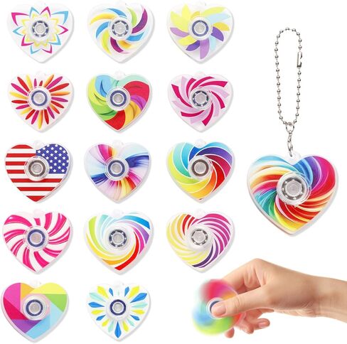 Heart Fidget Spinner Party Favors, 30 Pack, 2-in-1 Sensory Rotating Pendant Toys, Stress Reducer for Kids and Adults, Autism Anxiety Relief, Classroom Rewards in Kuwait