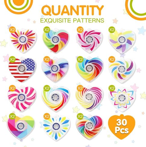 Heart Fidget Spinner Party Favors, 30 Pack, 2-in-1 Sensory Rotating Pendant Toys, Stress Reducer for Kids and Adults, Autism Anxiety Relief, Classroom Rewards in Kuwait