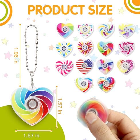 Heart Fidget Spinner Party Favors, 30 Pack, 2-in-1 Sensory Rotating Pendant Toys, Stress Reducer for Kids and Adults, Autism Anxiety Relief, Classroom Rewards in Kuwait