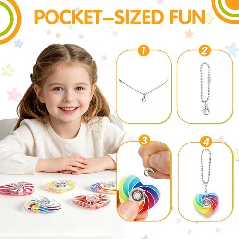 Heart Fidget Spinner Party Favors, 30 Pack, 2-in-1 Sensory Rotating Pendant Toys, Stress Reducer for Kids and Adults, Autism Anxiety Relief, Classroom Rewards in Kuwait