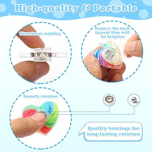 Heart Fidget Spinner Party Favors, 30 Pack, 2-in-1 Sensory Rotating Pendant Toys, Stress Reducer for Kids and Adults, Autism Anxiety Relief, Classroom Rewards in Kuwait