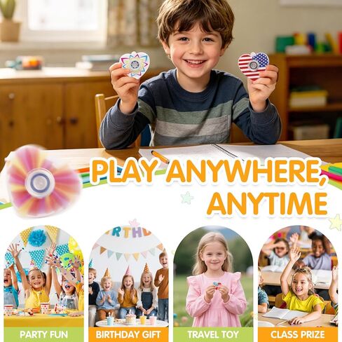 Heart Fidget Spinner Party Favors, 30 Pack, 2-in-1 Sensory Rotating Pendant Toys, Stress Reducer for Kids and Adults, Autism Anxiety Relief, Classroom Rewards in Kuwait