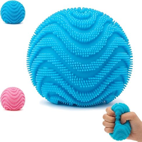 Fuzz Ball Squishy Stress Ball Toy, Squishy Fidg Squishy Fidget Toys Stress for Adults, Soft Fidget Toy Sensory Squishy Ball Calming Tactile Grip for Focus & Relaxation (Blue) in Kuwait
