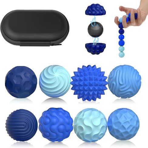 Magnetic Sensory Fidget Balls (8PCS), Weighted Magnet Balls Fidget Toys for Teens Adult ADHD Autism Anxiety, Quiet Stress Relief Office Desk Gadgets, Hand Therapy Sensory Toy Items Gift (Blue) in Saudi Arabia
