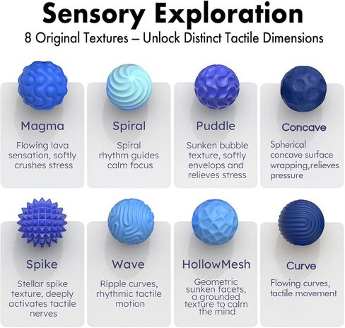Magnetic Sensory Fidget Balls (8PCS), Weighted Magnet Balls Fidget Toys for Teens Adult ADHD Autism Anxiety, Quiet Stress Relief Office Desk Gadgets, Hand Therapy Sensory Toy Items Gift (Blue) in Saudi Arabia