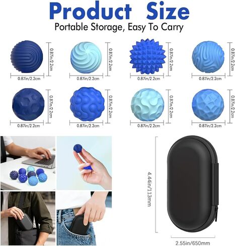 Magnetic Sensory Fidget Balls (8PCS), Weighted Magnet Balls Fidget Toys for Teens Adult ADHD Autism Anxiety, Quiet Stress Relief Office Desk Gadgets, Hand Therapy Sensory Toy Items Gift (Blue) in Saudi Arabia