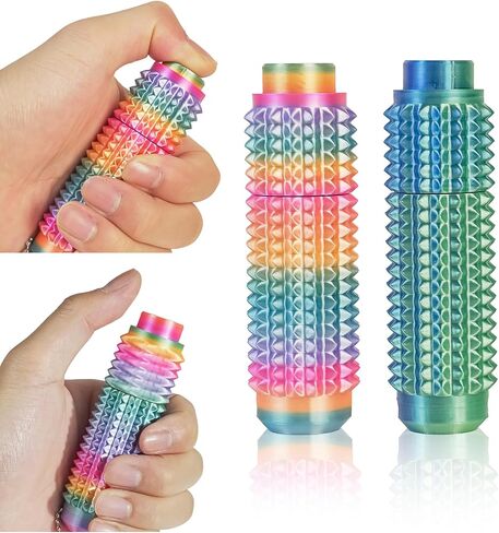 SnapMorph3.0 Little Ouchies Fidget Toys - 3-in-1 Pain Stim Toy with Spinning & Press Buttons for Anxiety Relief, Stress and Pain Relief Stimulation for Adults and Teens,2PCS Green+Colorful in Kuwait