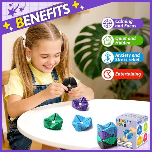 Sensory Fidget Toys, 4PCS Textures Sensory Flip Cube Quiet, Silicone Anxiety Relief for Autism ADHD, Novelty Toy for Kids or Adults, Best Gifts in Saudi Arabia