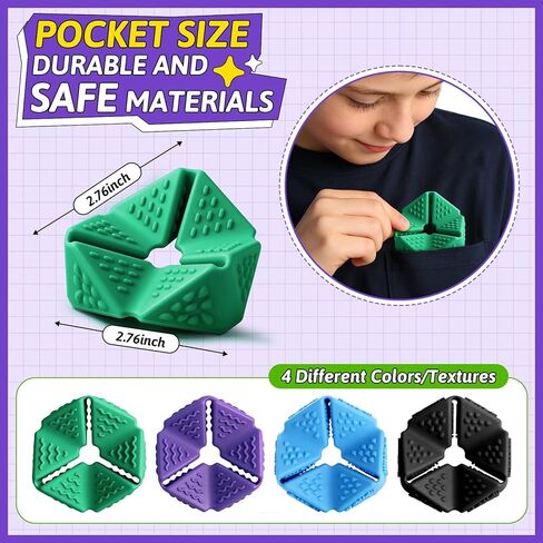 Sensory Fidget Toys, 4PCS Textures Sensory Flip Cube Quiet, Silicone Anxiety Relief for Autism ADHD, Novelty Toy for Kids or Adults, Best Gifts in Saudi Arabia
