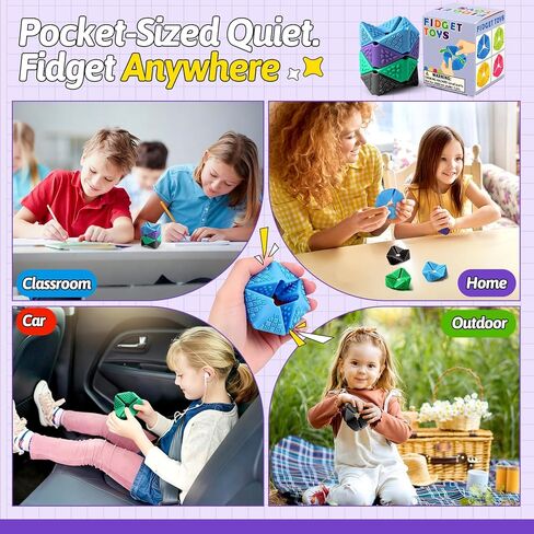 Sensory Fidget Toys, 4PCS Textures Sensory Flip Cube Quiet, Silicone Anxiety Relief for Autism ADHD, Novelty Toy for Kids or Adults, Best Gifts in Saudi Arabia