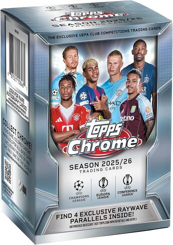 مسابقات نادي الاتحاد الأوروبي لكرة القدم 2025-26 Topps Chrome - مختومة من المصنع - صندوق القيمة in Kuwait