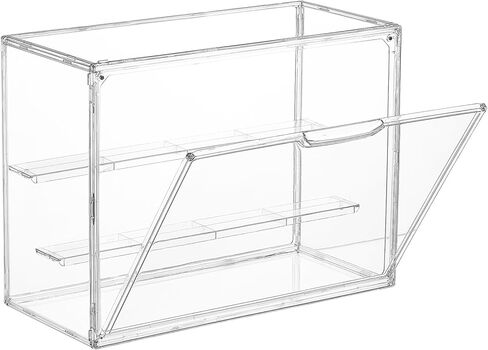 Vtopmart 2 Pack Acrylic Display Case, Stackable Figure Display Case with Magnetic Door & Adjustable Shelves, Clear Collectibles Showcase for Action Figures, Miniatures, Models in Saudi Arabia