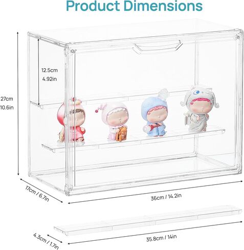 Vtopmart 2 Pack Acrylic Display Case, Stackable Figure Display Case with Magnetic Door & Adjustable Shelves, Clear Collectibles Showcase for Action Figures, Miniatures, Models in Saudi Arabia
