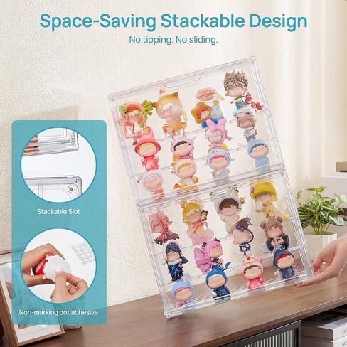 Vtopmart 2 Pack Acrylic Display Case, Stackable Figure Display Case with Magnetic Door & Adjustable Shelves, Clear Collectibles Showcase for Action Figures, Miniatures, Models in Saudi Arabia