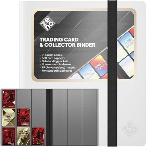 Trading Card Binder 9 Pocket, Card Collection Binder with 360 Capacity, Side Loading Nonremovable Sleeves, Durable PP (Polypropylene) Material for Standard Size Trading Cards TCG Sports Cards - Red in Kuwait