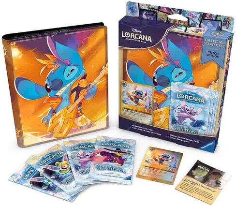 Ravensburger Disney Lorcana TCG: مجموعة المبتدئين - إصدار الغرزة - تتضمن 4 حزم معززة من Winterspell، ومحفظة بطاقات Rock Star وGlimmer Foil الترويجي - دليل جامعي in Kuwait