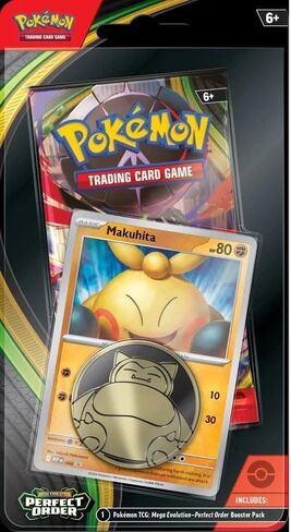 Pokemon Mega Evolution Perfect Order Checklane Blister Pack (1 Booster Pack, Makuhita Promo Card & Coin) in Kuwait