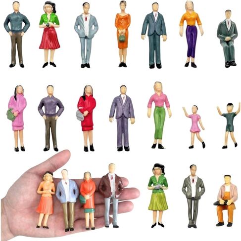 VICDUEKG 14 Pcs Miniature People Figurines 1:25 Scale Tiny People Model Trains Architectural Mini People Figures Sitting and Standing Painted Little Plastic Diorama Figures for Miniature Scenes in Kuwait