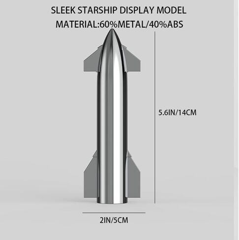 SpaceX Starship Rocket Model with Metallic Texturel - Launcher Toy Heavy Falcon 9 Dragon Creative Desktop Ornament, Aircraft Toy, Ideal Gift for Kids for Space NASA Lover in Kuwait