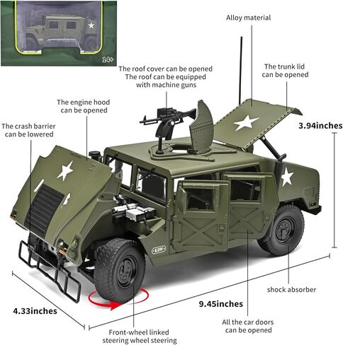 RZAPE 1:18 Military Vehicle Collectible - Die-Cast Alloy Car Model,Classic War Vehicle Model for Display & Collection,Gift for Adult in Kuwait