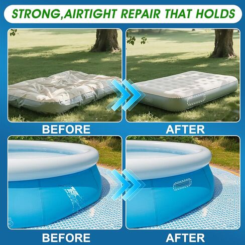 GleamGlee Air Mattress Patch Kit, Heavy Duty Waterproof Vinyl PVC Inflatable Repair Kit for Air Bed, Pool Float, Pool Liner, Hot Tub, Bounce House, Boat, Raft and Kayak - 80ML in Kuwait