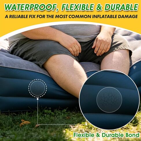 GleamGlee Air Mattress Patch Kit, Heavy Duty Waterproof Vinyl PVC Inflatable Repair Kit for Air Bed, Pool Float, Pool Liner, Hot Tub, Bounce House, Boat, Raft and Kayak - 80ML in Kuwait